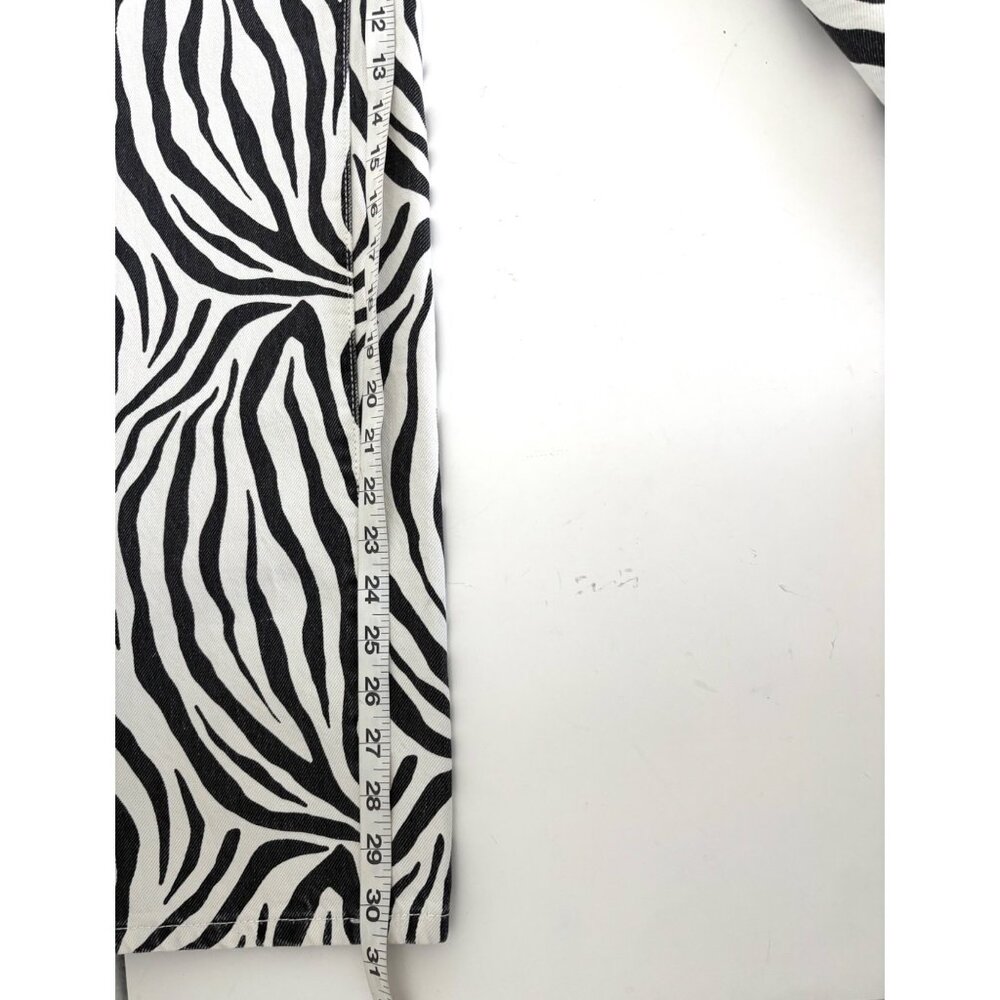 Zara Jeans Size 2 Zebra Print High Rise Straight Leg Y2K Streetwear Scandi Style - Picture 10 of 16